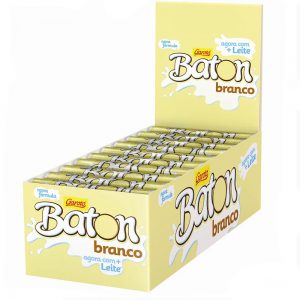 Display de batón chocolate blanco Garoto 30 unidades con nueva fórmula más leche