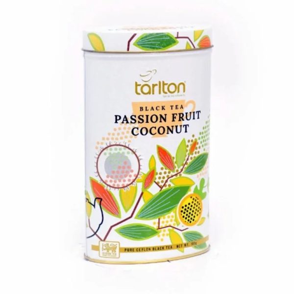 té negro maracuyá coco 100g Tarlton en lata decorativa tropical