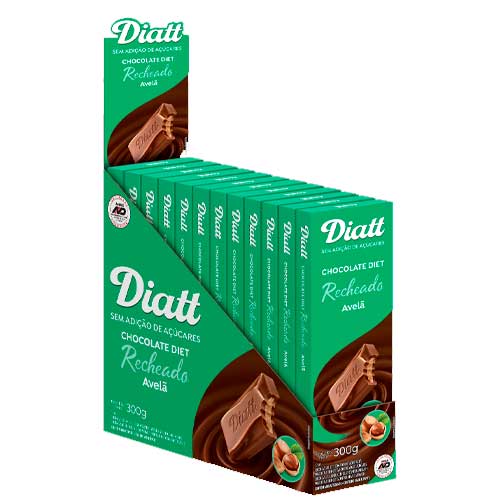Barra Chocolate Diatt Avellana. Sin azúcar añadida.  1 Barra