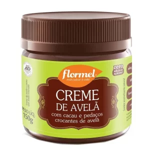 Crema de Cacao con crocante de avellana. Flormel. Sin gluten ni azucar añadida.